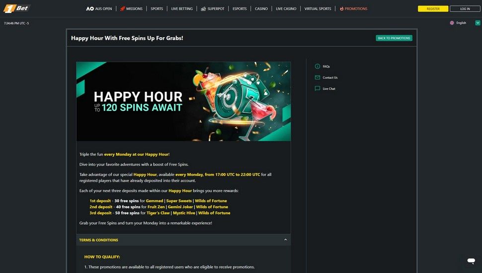 1Bet casino Happy Hour