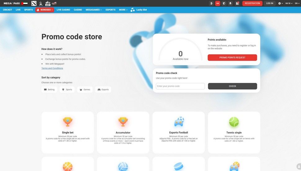 Megapari casino Shop