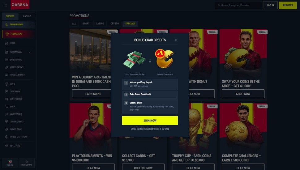 Rabona casino Bonus Crab