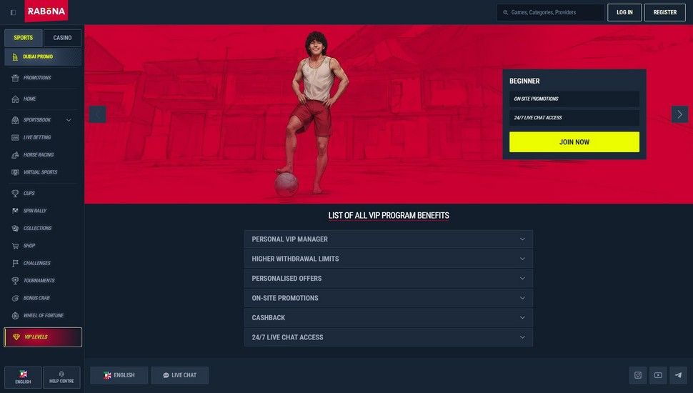 Rabona casino VIP Program