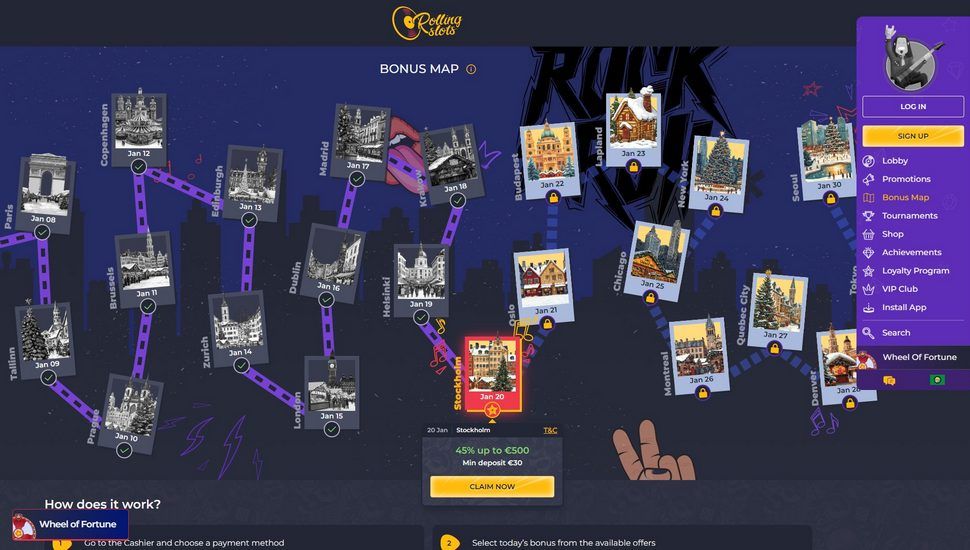 Rolling Slots Bonus Map