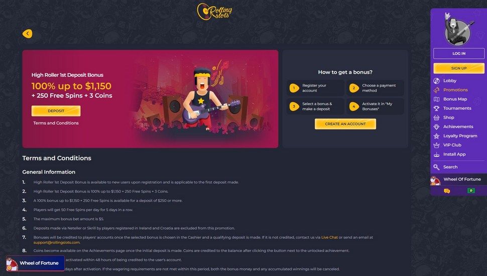 Rolling Slots High Roller Bonus