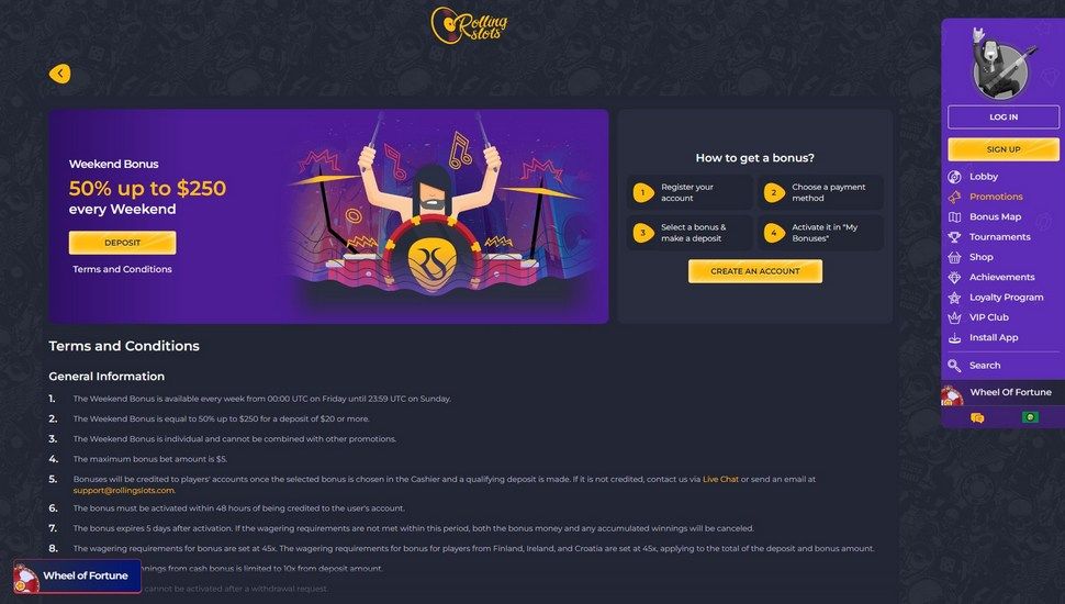 Rolling Slots Weekend Bonus