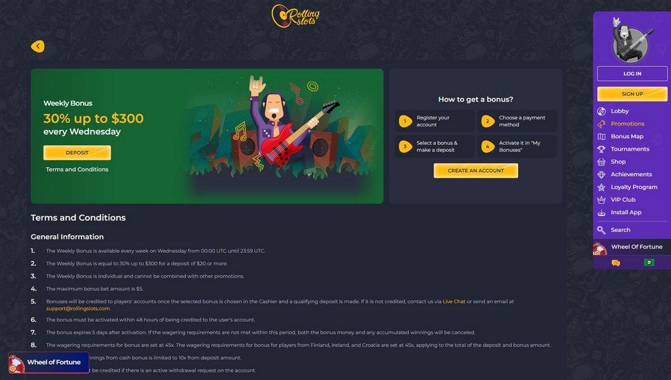 Rolling Slots Weekly Bonus