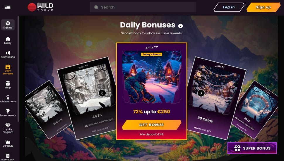 Wild Tokyo Daily Bonuses