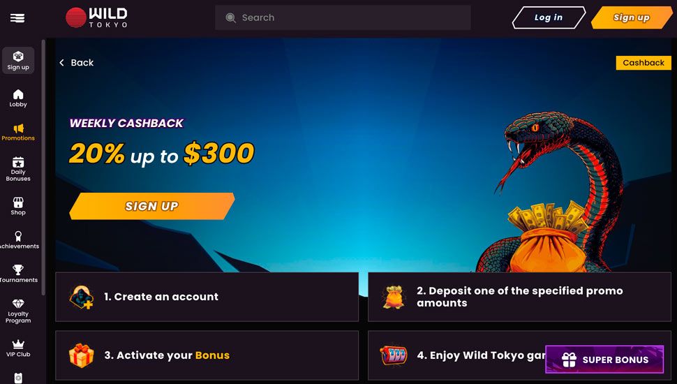 Wild Tokyo Weekly Cashback