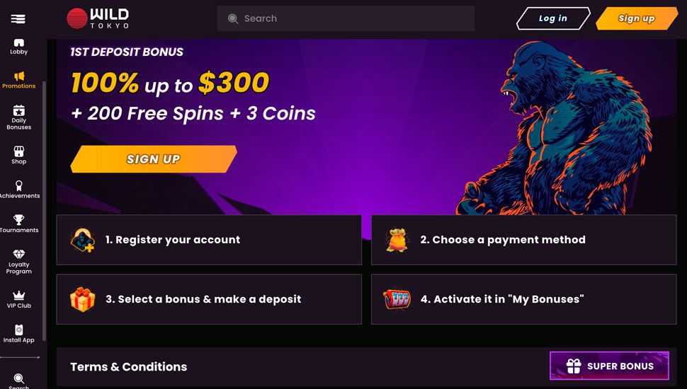 Wild Tokyo Welcome Bonus