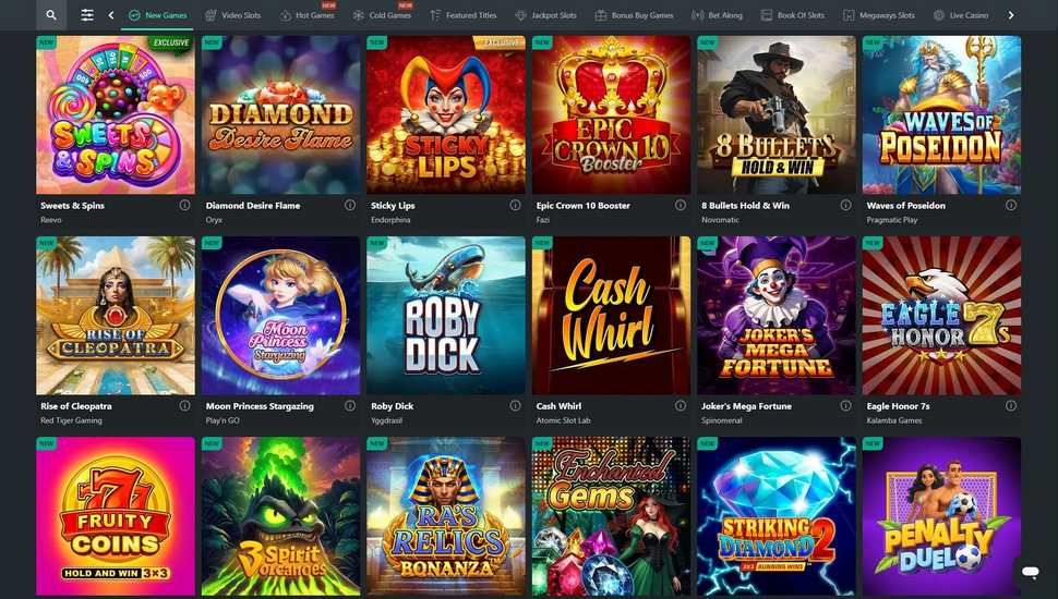 1Bet casino slots page