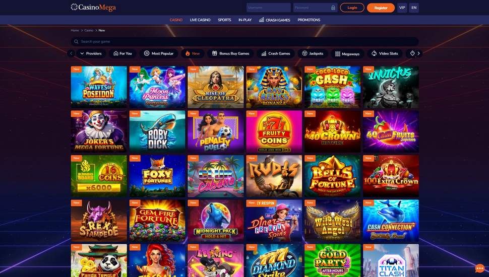 Casino Mega slots page