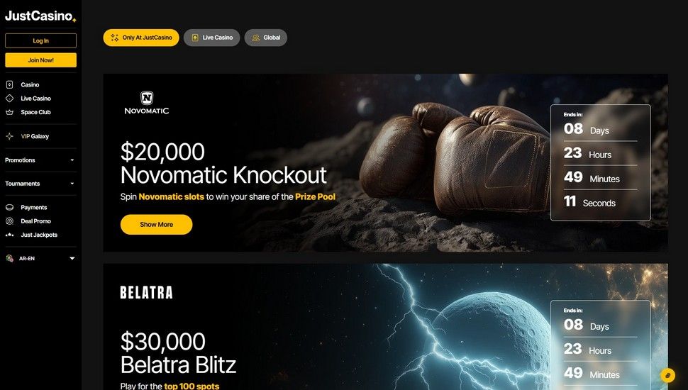 Just casino tournaments page