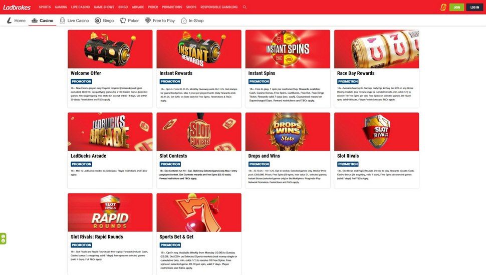 Ladbrokes casino bonus page