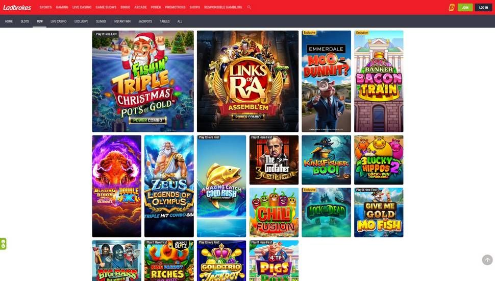 Ladbrokes casino slots page