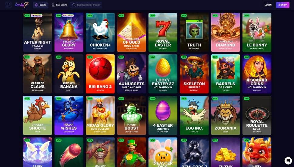 Lucky7even casino slots page