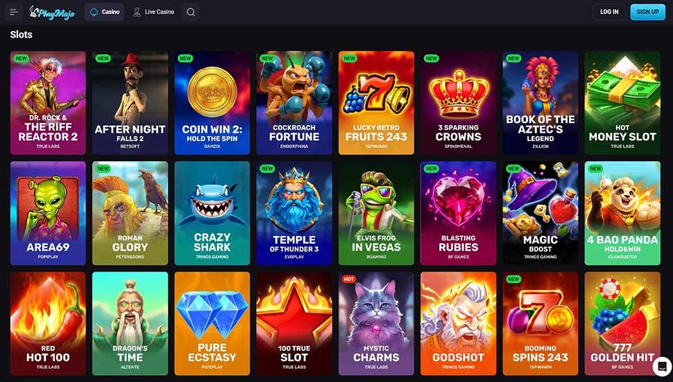 PlayMojo Casino - list of games