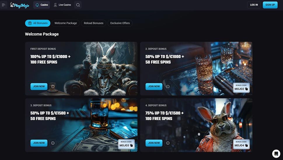 PlayMojo Casino - list of promotions