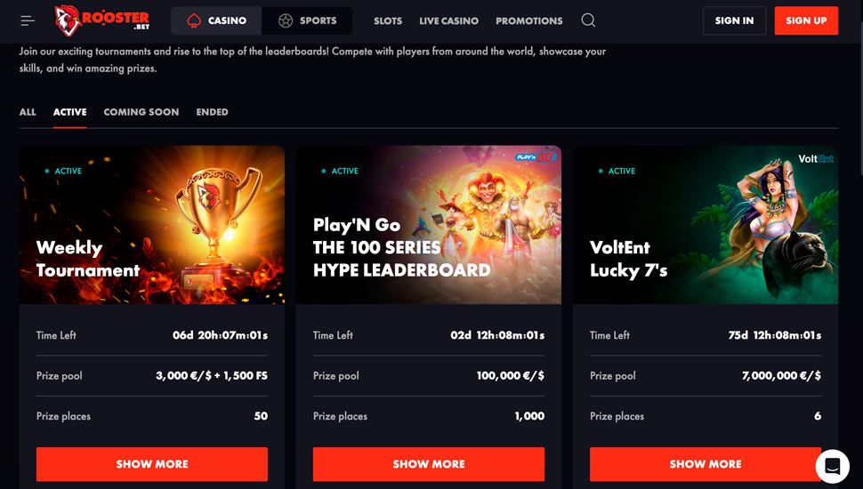 Rooster.bet Casino Tournaments
