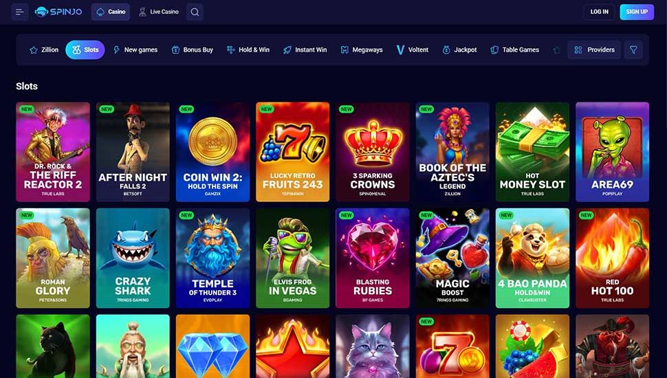 Spinjo Casino - list of games