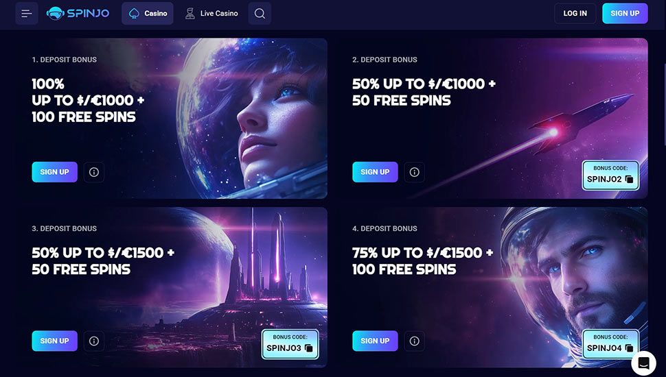 Spinjo Casino - list of promotions
