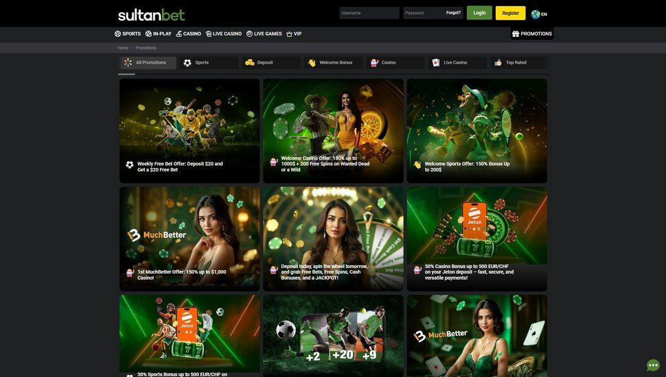 Sultanbet casino bonus page