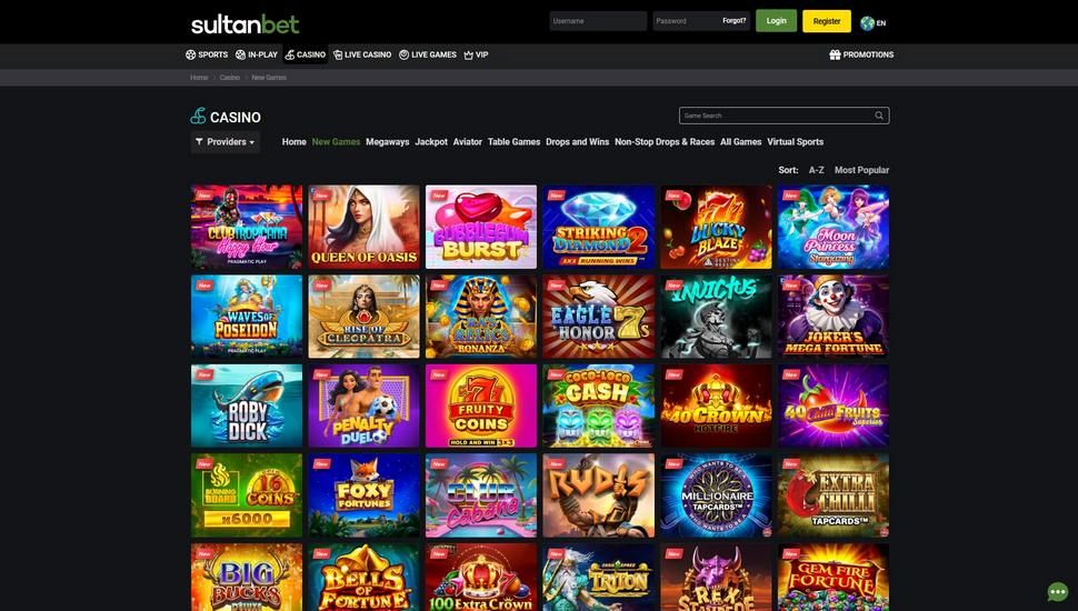 Sultanbet casino slots page