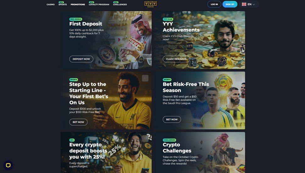 YYY casino bonus page