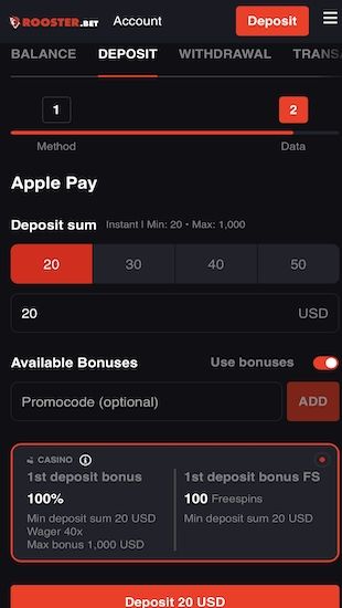 Specify Deposit Amount