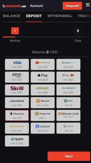 Select Deposit Method