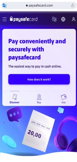 How to register PaySafeCard step 1